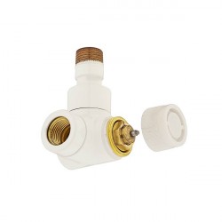 Zehnder ventily - uhlový rohový ventil XE pravý 1/2" s pripojením na termostat M30x1,5 biely, 829001