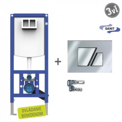 SANIT INEO SET WC 3v1 s chrómovým tlačítkom S707CH- na zadnú stenu