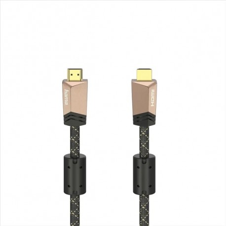 Hama Premium HDMI kábel vidlica-vidlica, 3 m, pozlátený, ferity, kovové vidlice, opletený