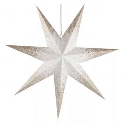 EMOS DCAZ07 LED hviezda papierová závesná so zlatými trblietkami na okrajoch, biela, 60 cm
