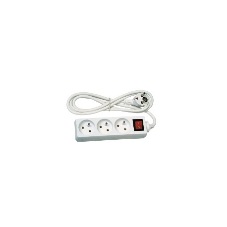 EMOS predlžovací kábel 2 m / 3 zásuvky / s vypínačom / biely / PVC / 1 mm2