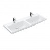 Villeroy & Boch SUBWAY 3.0 dvojumývadlo bez prepadu 2x s otvorom pre batériu 1300 x 470 mm, biela Alpin Ceramic Plus, 4A71D1R1