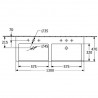 Villeroy & Boch SUBWAY 3.0 dvojumývadlo bez prepadu 2x s otvorom pre batériu 1300 x 470 mm, biela Alpin Ceramic Plus, 4A71D1R1