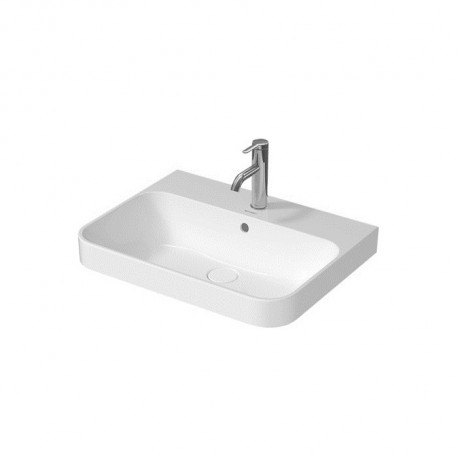 DURAVIT Happy D.2 Plus umývadlo na dosku, 600x460 mm, s prepadom, s otvorom na batériu, biela 2360600000