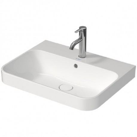 DURAVIT Happy D.2 Plus umývadlo na dosku, 600x460 mm, s prepadom, s otvorom na batériu, WonderGliss, biela 23606000001