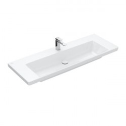 Villeroy & Boch SUBWAY 3.0 umývadlo na skrinku bez prepadu s otvorom pre batériu , 1300 x 470 mm, Biela Alpin Ceramic Plus, 4A7