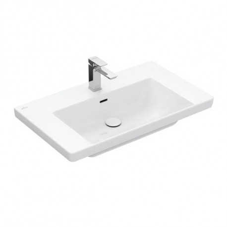 Villeroy & Boch SUBWAY 3.0 umývadlo na skrinku s prepadom s otvorom pre batériu , 800 x 470 mm, Stone White Ceramic Plus, 4A708