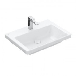 Villeroy & Boch SUBWAY 3.0 umývadlo na skrinku bez prepadu s otvorom pre batériu , 650 x 470 mm, Biela Alpin Ceramic Plus, 4A70