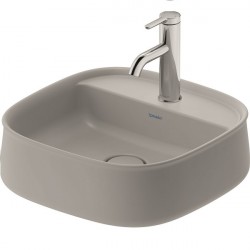 Duravit ZENCHA 42 x 42 cm umývadlo na dosku bez prepadu, brúsené, s otvorom pre batériu satin matné šedé 2374426771