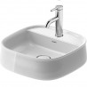 Duravit ZENCHA 42 x 42 cm umývadlo na dosku bez prepadu, brúsené, s otvorom pre batériu biele s úpravou WonderGliss 23744200711