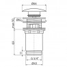 Alca - Výpusť umývadlová CLICK/CLACK 5/4" celokovová s prepadom, veľká zátka, čierna-mat, A392BLACK