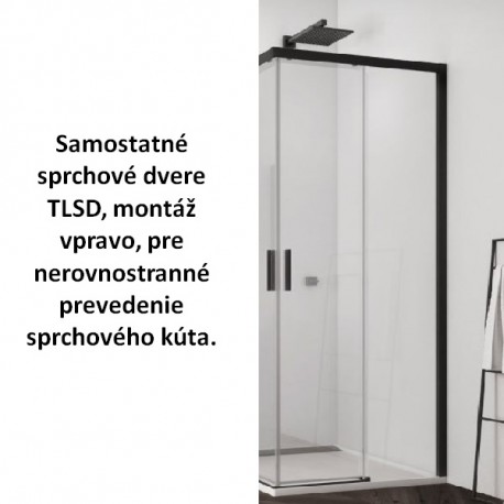 SANSWISS TOP-LINE S Black 75 cm sprchové dvere 2-dielne pravé, pre rohový vstup, čierna matná, číre sklo AquaPerle TLSD0750607