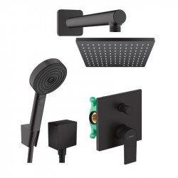 Hansgrohe VERNIS Shape sprchový systém s hlavovou a ručnou sprchou PULSIFY 3jet EcoSmart, matná čierna, 71468670SET1SPR