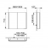 KEUCO Somaris skrinka zrkadlová 80 x 71 x 12,7 cm 2-dvierka s osvetlením 14502002110
