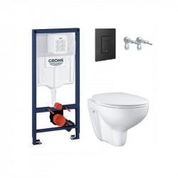 GROHE Solido - set modul Rapid SL, misa WC Bau Ceramic Rimless, sedátko SoftClose, tlačidlo Even Phantom Black - matné čierne