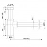 Alcadrain umývadlový sifón Design 5/4", DN32, kovový, chróm, A400