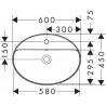 Hansgrohe Xuniva D umývadlo na dosku 600 x 450 mm s otvorom pre batériu a s prepadom, biela, 60170450