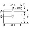 Hansgrohe Xuniva Q umývadlo na dosku 600 x 450 mm s otvorom pre batériu a s prepadom, biela, 60172450