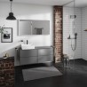 Hansgrohe Xevolos E doska pod umývadlo 1370 x 550 mm s výrezom vľavo pre zápustné umývadlo 500 x 480 mm, bridlicová matná sivá,