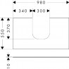 Hansgrohe Xevolos E doska pod umývadlo 980 x 550 mm pre zápustné umývadlo na dosku 500 x 480 mm a 600 x 480 mm, bridlicová matn