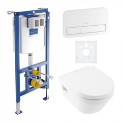 VILLEROY & BOCH Architectura predstenový set ViConnect, WC misa DirectFlush, sedátko SoftClosing, tlačítko biele 5684HR01SET1