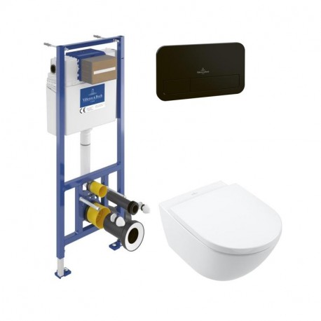 Villeroy & Boch predstenový modul ViConnect Pro S + WC misa SUBWAY 3.0 TwistFlush, CeramicPlus, sedátko SoftClose, tlačítko čie