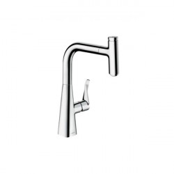 Hansgrohe Metris Select M71 drezová batéria 240 s vyťahovacím výtokom s tlačítkom Select chróm 14857000