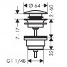 Hansgrohe umývadlový odtokový ventil 5/4" Push-Open kovový matná biela, 50100700