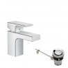 Hansgrohe Vernis Shape umývadlová batéria 70 s kovovou odtokovou súpravou s tiahlom, EcoSmart, chróm, 71566000