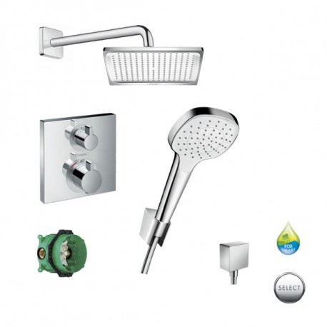 Hansgrohe Ecostat sprchový SET 8v1 s hlavovou sprchou 240 EcoSmart s termostatom a setom Select 1pol chróm,386656