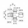 SCHELL ventil rohový COMFORT s dvomi výtokmi 3/8"pre trubky d.10mm 049910699