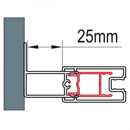 SANSWISS TOP-Line S rozširovací profil ku stene 25mm, v.1998mm, matný elox, ACT1.01.1998