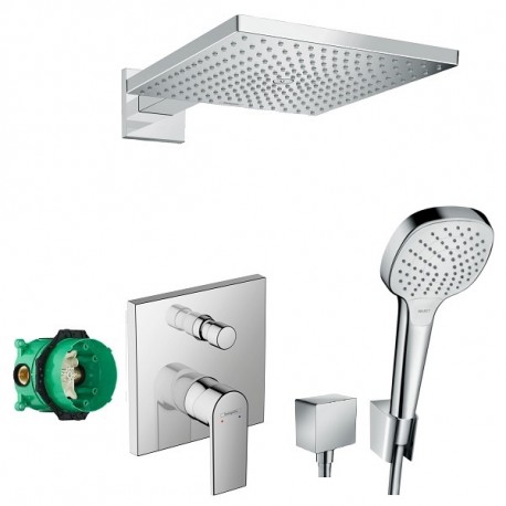 Hansgrohe Vernis Shape sprchový systém 8v1 s hlavovou sprchou Raindance E s termostatom a ručnou sprchou Select chróm 458306