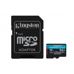 Kingston Canvas Go Plus A2/Micro SDXC/64GB/UHS-I U3/Class 10/+ Adaptér