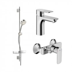 HANSA BASIC batéria sprchová nástenná a batéria umývadlová so sprchovým setom 92cm 459933