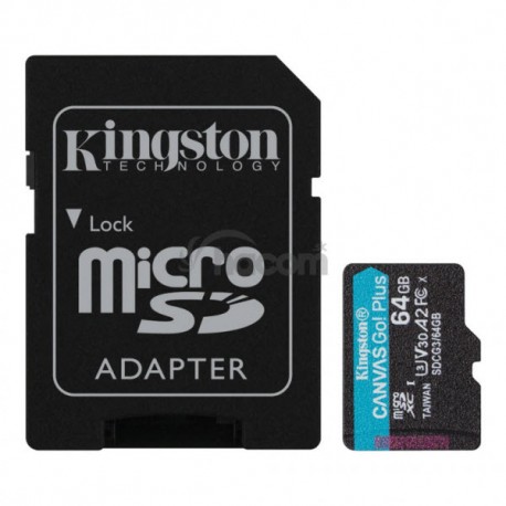 KINGSTON microSDXC 64GB Canvas Go! Plus A2 U3 V30 170MB/s + adapter