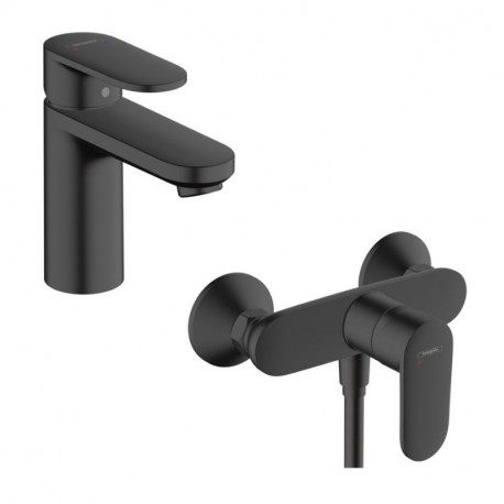 Hansgrohe VERNIS Blend set 2v1 sprchová batéria 71640670 s umývadlovou batériou 100 bez výpuste matná čierna 460028
