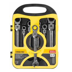 STREND PRO CSS819, 7 dielna, očkoploché, račňové s kĺbom, 8-19 mm