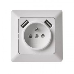 Emos zásuvka s USB 2,1A max., biela - A60000