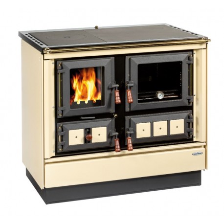 KVS MORAVIA Sporák KLAUDIA 9112 bežový ľavý zlaté a drevené doplnky