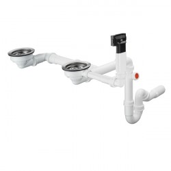 Hansgrohe drezový sifón D17-10 ručne ovládaný pre granitový dvojdrez a jednodrez s vaničkou chróm, 43928000