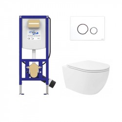 Kompletný WC set s podomietkovou konštrukciou a závesným WC Dee, 9074300S000SS1S1
