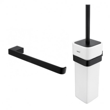 NIMCO KIBO set doplnkov - držiak na uterák 21 cm + kefa WC, čierna matná