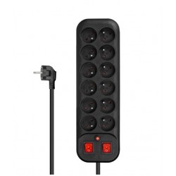 ochrana prepäťová DPM PPS52 , 12 zásuviek 1,8 m , čierna