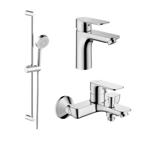 HANSA Basic set pre vaňu - vaňová batéria + umývadlová batéria + sprcha s tyčou 70cm, chróm