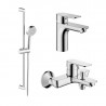 HANSA Basic set pre vaňu - vaňová batéria + umývadlová batéria + sprcha s tyčou 70cm, chróm